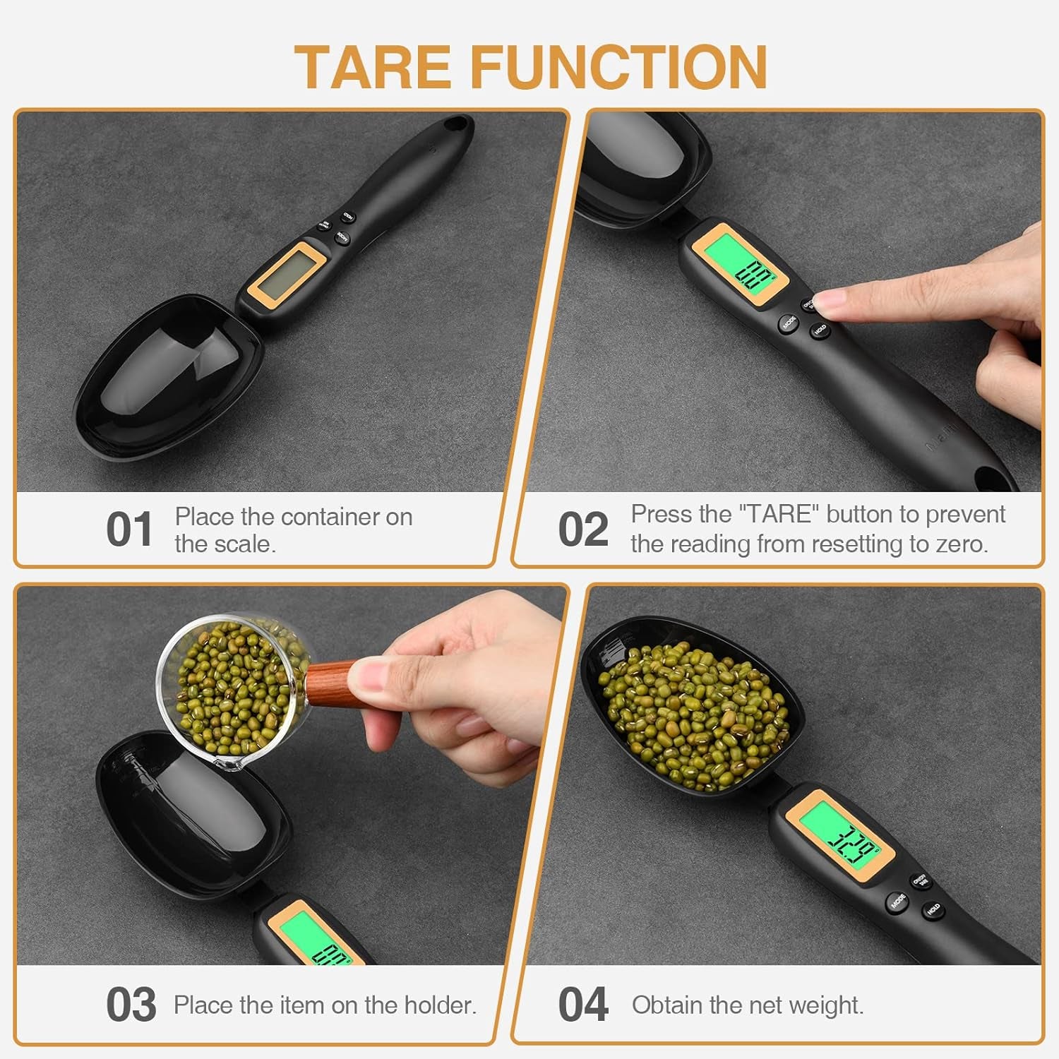 Digital Measuring Spoon, Electronic Adjustable Measuring Spoon Scale 500G / 0.1G High Precision for Kitchen Gadgets Daily Meals Pet/Dog Food Measuring Scoop