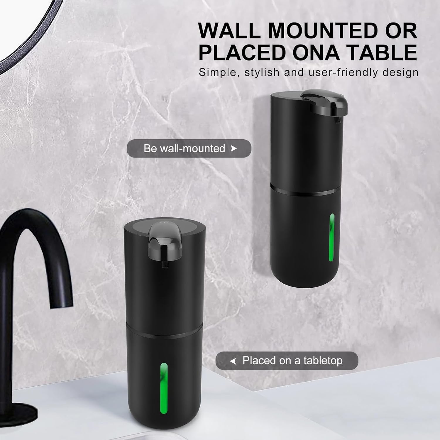 Automatic Liquid Soap Dispenser, 12.8Oz/380Ml Rechargeable Touchless Hand Soap Dispenser, 4 Level Adjustable Foam Volume, IPX5 Waterproof for Bathroom, Kitchen, Black
