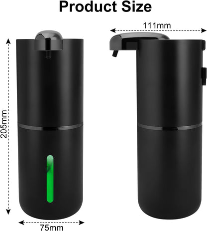 Automatic Liquid Soap Dispenser, 12.8Oz/380Ml Rechargeable Touchless Hand Soap Dispenser, 4 Level Adjustable Foam Volume, IPX5 Waterproof for Bathroom, Kitchen, Black