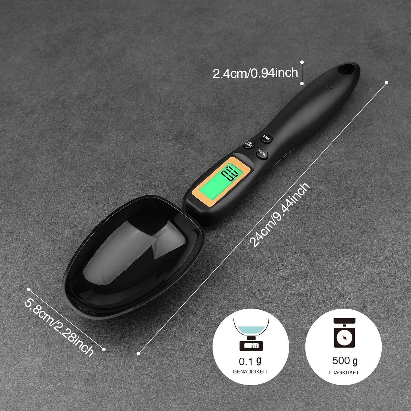 Digital Measuring Spoon, Electronic Adjustable Measuring Spoon Scale 500G / 0.1G High Precision for Kitchen Gadgets Daily Meals Pet/Dog Food Measuring Scoop