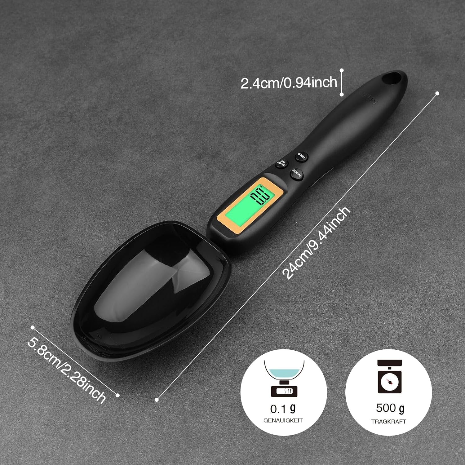 Digital Measuring Spoon, Electronic Adjustable Measuring Spoon Scale 500G / 0.1G High Precision for Kitchen Gadgets Daily Meals Pet/Dog Food Measuring Scoop