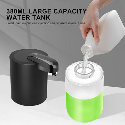 Automatic Liquid Soap Dispenser, 12.8Oz/380Ml Rechargeable Touchless Hand Soap Dispenser, 4 Level Adjustable Foam Volume, IPX5 Waterproof for Bathroom, Kitchen, Black
